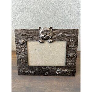 Vintage Metal Cat Photo Frame Kitty Sayings Purrfect Friend